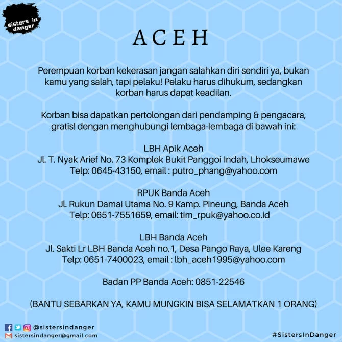 Kontak lapor KDRT Aceh